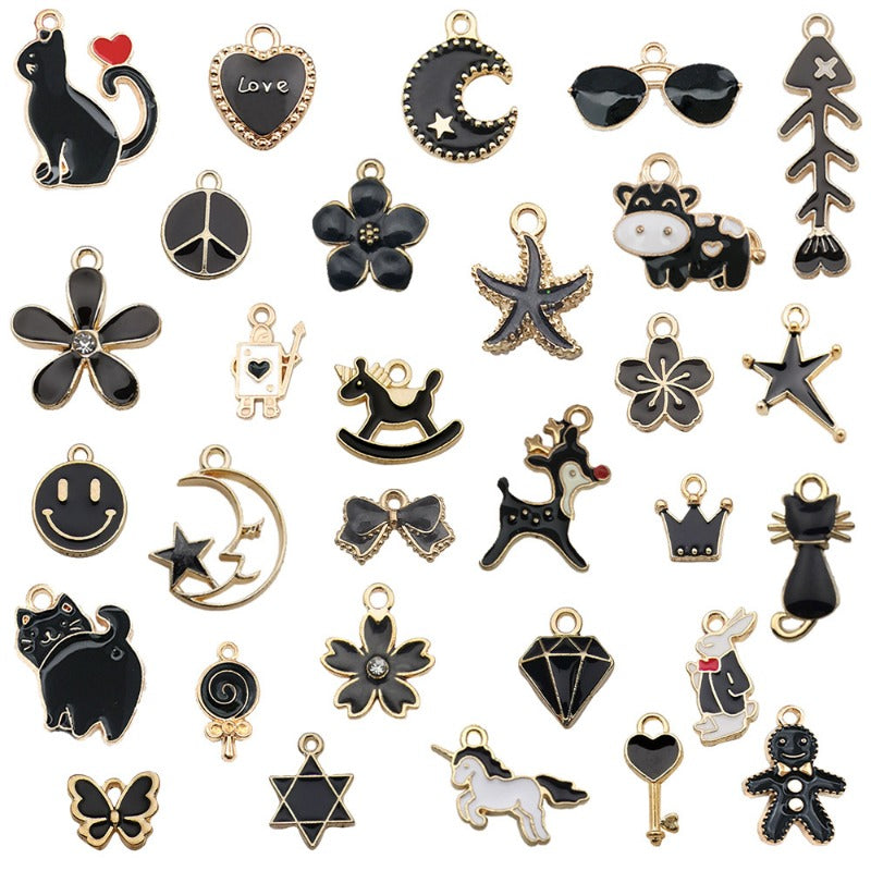 Wholesale Black Drip Oil Alloy Cartoon DIY Necklace, Bracelet, Pendant